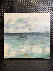 Abstract Seascape Canvas Painting - Turquoise Ocean Horizon, 18x18 in