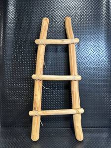 Handcrafted Ladder - Rustic Wooden Step Ladder with Natural Twine Bindings