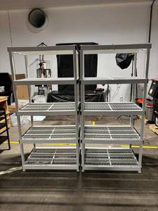 Industrial 5-Shelf Plastic Shelving Racks - Set of 2, Gray Plastic