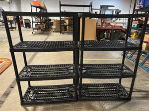 Black 4-Tier Grid Shelving Units - Lot of 2