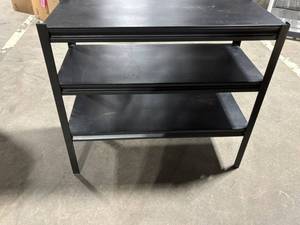 Industrial 3-Tier Black Metal Shelving Unit - Steel Frame, 3 Shelves