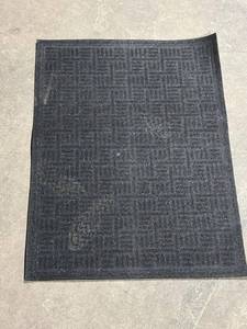 Door Mat - 50x30 in Black Basketweave Textured Floor Mat
