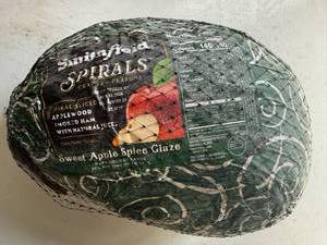 CC. 13.20lbs Smithfield Spirals Smoked Ham-Applewood Smoked Packet w Sweet Apple Spice Glaze Packet