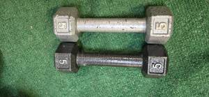 Lot of a pair of 5LB Metal Hex Dumbbells (USED)