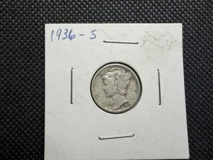 1936 S Silver Mercury Dime