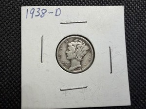 1938 D Silver Mercury Dime