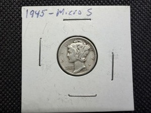 1945 Micro S Silver Mercury Dime