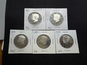 5 Kennedy Half Dollars - Very Nice Condition 1981 S, 1983 S, 1985 S, 1989 S, 1992 S