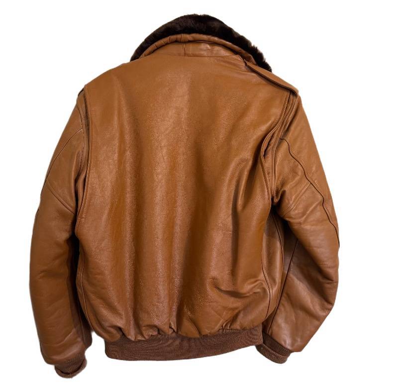 Golden Fleece Vintage Leather Bomber Jacket - Removable Lining