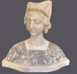 UL - Antique Alabaster Bust Art Deco, Early 1900s