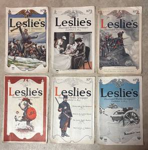LLR - Leslies Illustrated Weekly Newspaper - Six Vintage Issues (1914-1915)