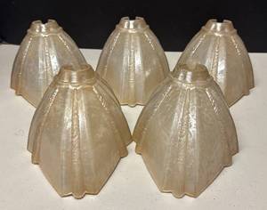 FR - Five Vintage Art Nouveau Glass Slip Shades
