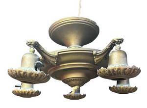 RR - Vintage Brass Five-Bulb Ceiling Light Fixture