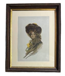 FR - Philip Boileau 1905 Vintage Portrait - Woman in Wide-Brimmed Hat