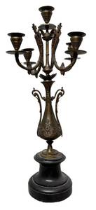 O - Antique Bronze Candelabra - Ornate Floral Art Deco Motif
