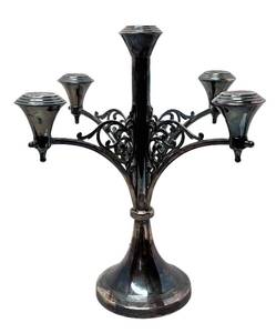 RR - Antique Art Nouveau Style Five Arm Candelabra