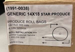 LLR - Star Produce Generic 14x18 Produce Bags - 6 Rolls