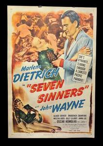 RR - Marlene Dietrich in Seven Sinners - Vintage Linen-Backed Unframed Movie Poster