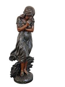LR - Charles Georges Ferville-Suan Frimas Spelter Bronze Art Nouveau Sculpture