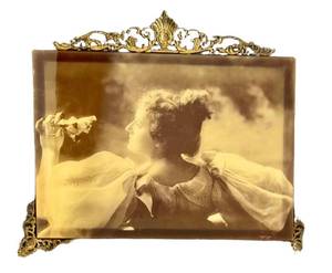 LR - Art Nouveau Black & White Portrait on Wood - 1896