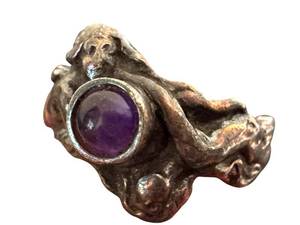 Amethyst Sterling Art Nouveau Ring - Vintage