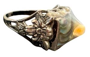 Art Nouveau Sterling Ring With Mother of Pearl