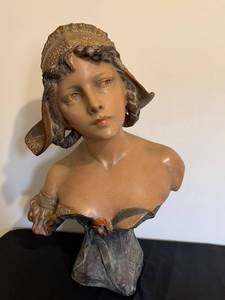 LR - Richard Aurili Antique Art Nouveau Ceramic Bust