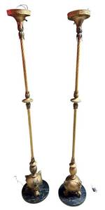LL - Pair of Vintage Art Nouveau Vintage Metal Floor Lamps