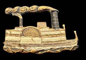 Vintage Steamboat Pin - 1.4 in Gold-Tone