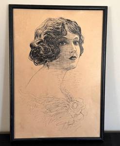 DR - R. Schoyan Antique Portrait Drawing - 1913
