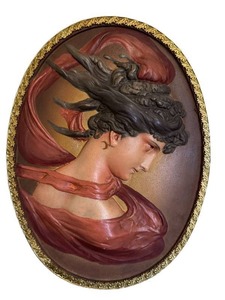 LR - Antique Bradley and Hubbard Art Nouveau Cast Iron Wall Plaque