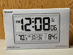 LL - New Sharp Atomic Wall Clock - Large Digital TimeDateTemp Display