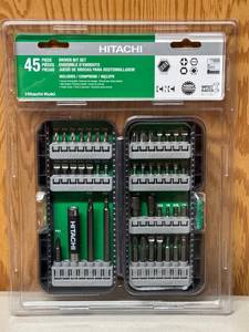 LL - Hitachi Koki 45-Piece Driver Bit Set - Dual-Compartment Case