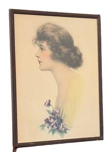 LR - Zula Kenyon Original Vintage Drawing, Framed Portrait