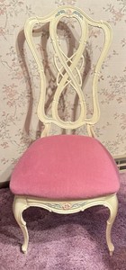 BR - Vintage Rococo Metal Chair with Pink Upholstery, Cream Finish