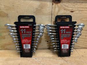 Ultra Steel 11-Piece Combination Wrench Set, SAE, 14 to 34, Chrome Finish, Wall Hanging Case (lot of 2)