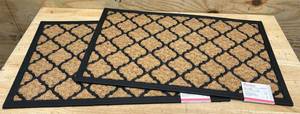 Beige Panama EMB Indoor, Outdoor 18 in. x 30 in. Rubber Backed Door Mat (lot of 2)