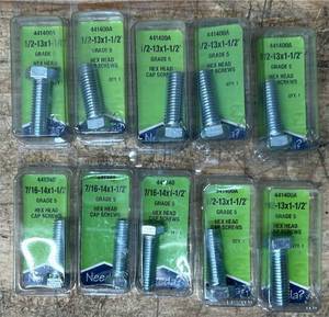 Needa Grade 5 Hex Head Cap Screws lot of 10