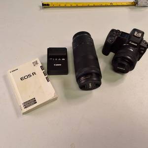 Canon EOS R mirrorless digital camera body with Canon RF 35mm f1.8 Macro IS STM lens & 100-400 lens