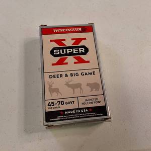 Winchester Super-X .45-70 Government 300-grain jacketed hollow point rifle ammunition.