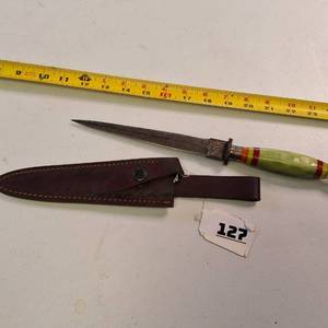 vintage damascus knife w sheath