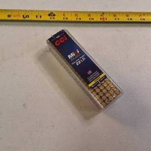 CCI Mini-Mag 22 LR 36-grain Copper-Plated Hollow Point rimfire ammunition.