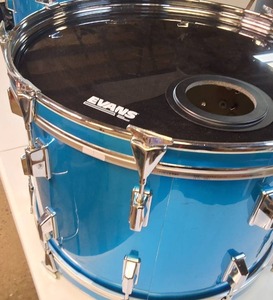 Pearl "Blue Satin" Fiberglass Series 14" Tom (Note: matching drums and cymbals found later in this auction)