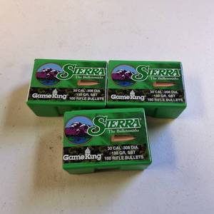 (3) Boxes of Sierra Bullets Reloading 2125 .30 Caliber 150gr SBT GameKing