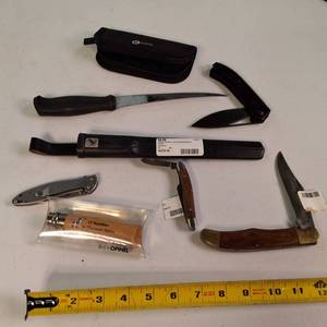 Opinel Folding Knife Collection - No. 10 with Corkscrew, No. 08, K-BAR,