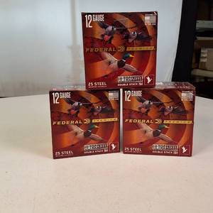 Federal Premium Ultra Steel 12 gauge shotshells (3) Boxes, 75 shells in total