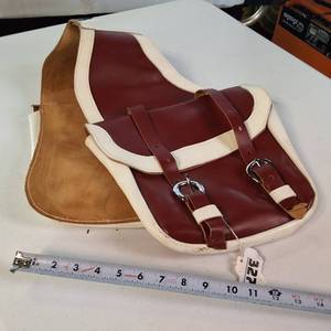 Handcrafted Two-Tone Leather Saddle Bags - New