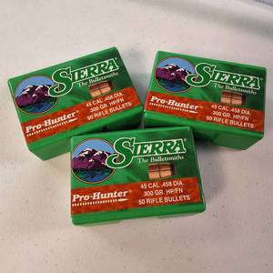 Sierra Pro-Hunter .45 caliber 300-grain bullets - Lot of (3) boxes