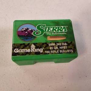 100ct Sierra GameKing 6mm .243 Dia. 85 Gr. HPBT Rifle Bullets (#1530)