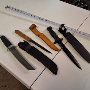 Lot of 3 Fixed Blade Survival & Tactical Knives with Sheaths